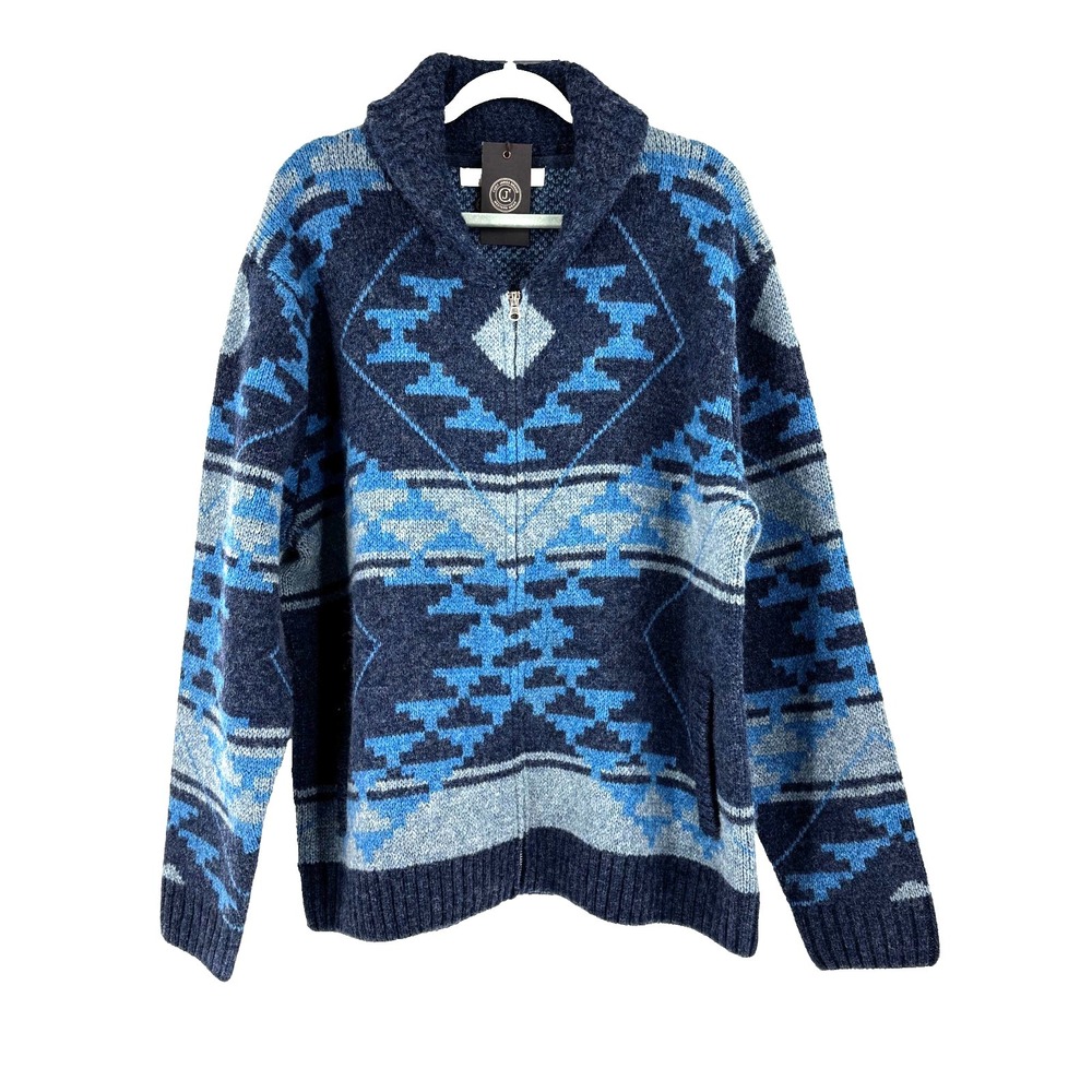 NEW Cody‎ James Carson Southwestern 100% Wool Cardigan Sweater Men's XL Grandpa